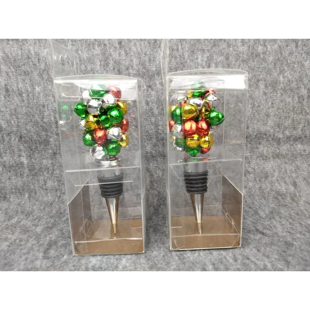 Pier‎ 1 Imports Wine Bottle Stopper Christmas Jingle Bells NEW IN BOX Set of 2